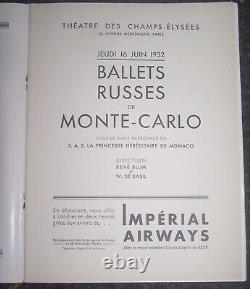 Programme Theatre Champs Elysees Ballets Russes Monte Carlo Derain 1932