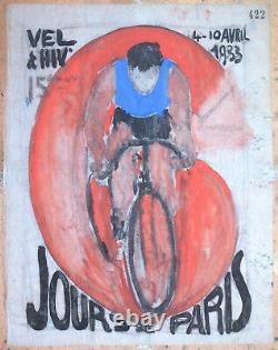Projet D'affiche Gouache Cycle Vélo 6 Jours De Paris Vel D'hiv 1933