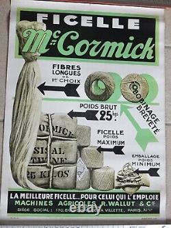 Publicité affiche ancienne MC CORMICK MACHINE AGRICOLE art populaire TRACTEUR