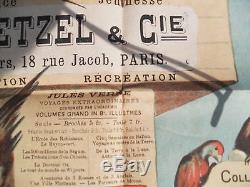 Rare Affiche Couleurs 1884 Etrennes Hetzel Stahl Jules Verne Becker Details