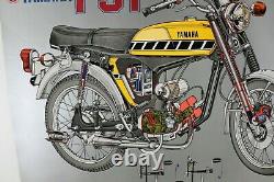 RARE AFFICHE POSTER YAMAHA FS1 CUTAWAY SS50 moped 49cc 1970 mini moto pocketbike