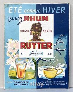 RHUM RUYTER / Distillerie Sodibra à Aurillac Panonceau lithographié