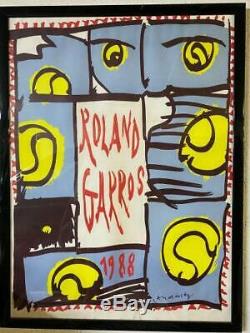 ROLAND GARROS 1988TENNIS BELLE AFFICHE ORIGINALE 53x80cm NEUVE sans défauts