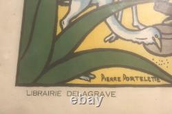 Rare Affiche Ancienne Datée 1938 Afrique Portelette Delagrave Colonies Art Déco