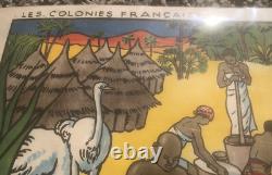 Rare Affiche Ancienne Datée 1938 Afrique Portelette Delagrave Colonies Art Déco
