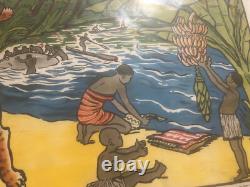 Rare Affiche Ancienne Datée 1938 Afrique Portelette Delagrave Colonies Art Déco