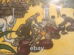 Rare Affiche Ancienne Datée 1938 Afrique Portelette Delagrave Colonies Art Déco