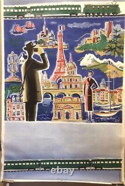Rare Affiche Ancienne SNCF Hubert BAILLE 1953 Lithographie Originale