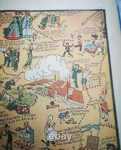 Rare Affiche BISCUITS PERNOT Carte Du Tour De France Algérie Illustrée PINCHON