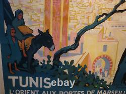 Rare Affiche Broders Roger PLM Tunis 1920 entoilée originale