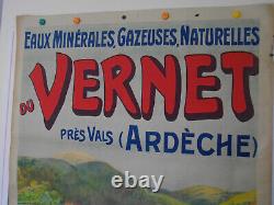 Rare Affiche Originale Eaux Minerales Vernet Ardeche Art Nouveau Publicitaire