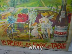 Rare Affiche Originale Eaux Minerales Vernet Ardeche Art Nouveau Publicitaire