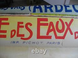 Rare Affiche Originale Eaux Minerales Vernet Ardeche Art Nouveau Publicitaire