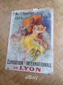 Rare Affiche Poster Exposition Internationale De Lyon 1914 World Fair Imp Chaix