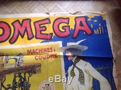 Rare Affiche Poster Velo Cycles Machine A Coudre Omega Sewing Bike Motorbike Old