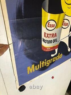 Rare Affiche ancienne Esso extra huile bidon garage Argentine