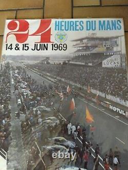 Rare Affiche ancienne ORIGINALE des 24h00 du Mans 1969 ACO