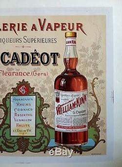 Rare Ancienne Affiche Lithographiee Distillerie Cadeot Liqueurs Absinthe Du Gers