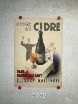 Rare Petite affiche ancienne Buvez Du Cidre Français Boisson Nationale Par Solon