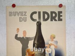 Rare Petite affiche ancienne Buvez Du Cidre Français Boisson Nationale Par Solon