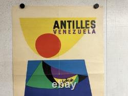 Rare Petite affiche ancienne Compagnie G Transatlantique Antilles Venezuela