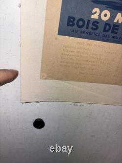 Rare Petite affiche ancienne Grand Prix Auto Paris 1951 Par Geo Ham Entoilée