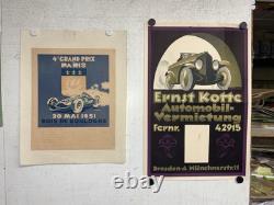 Rare Petite affiche ancienne Grand Prix Auto Paris 1951 Par Geo Ham Entoilée