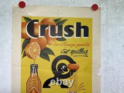 Rare Petite affiche ancienne Limonade Crush Bouteille Gazeifiée Crushy