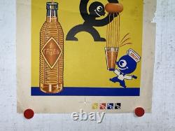 Rare Petite affiche ancienne Limonade Crush Bouteille Gazeifiée Crushy