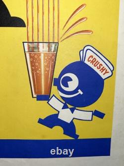 Rare Petite affiche ancienne Limonade Crush Bouteille Gazeifiée Crushy