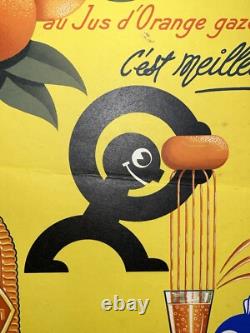 Rare Petite affiche ancienne Limonade Crush Bouteille Gazeifiée Crushy