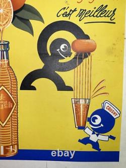 Rare Petite affiche ancienne Limonade Crush Bouteille Gazeifiée Crushy