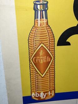 Rare Petite affiche ancienne Limonade Crush Bouteille Gazeifiée Crushy