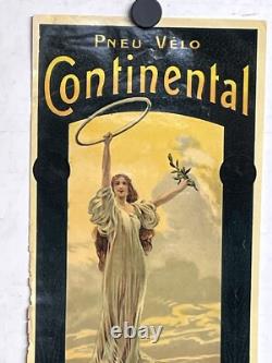 Rare Petite affiche ancienne Pneu Continental 1900 Statue Liberté Vitrophanie