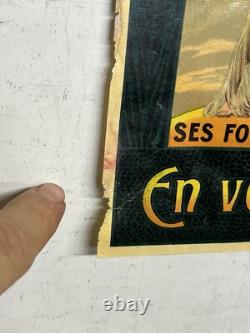 Rare Petite affiche ancienne Pneu Continental 1900 Statue Liberté Vitrophanie