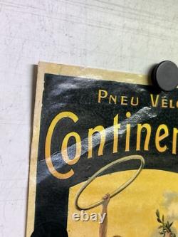 Rare Petite affiche ancienne Pneu Continental 1900 Statue Liberté Vitrophanie