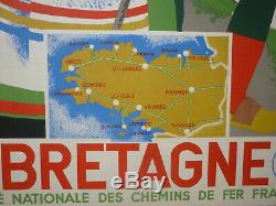 Rare affiche Bretagne tourisme SNCF roland Goujon 1939 originale