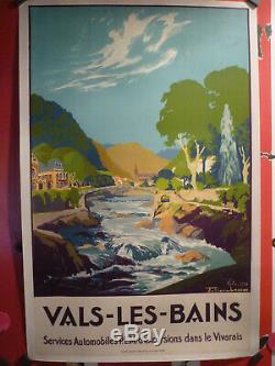 Rare affiche PLM Vals les Bains par Lacaze 1930 entoilée