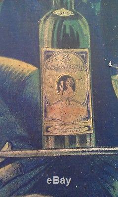 Rare affiche Pub encadrée La Cressonnée vers 1900 Absinthe, Bistro! Déco