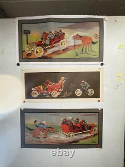 Rare affiche ancienne Auto Course 1900 Par Fernel