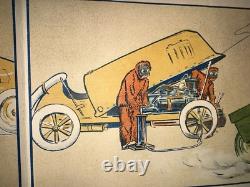 Rare affiche ancienne Auto Course 1900 Par Fernel