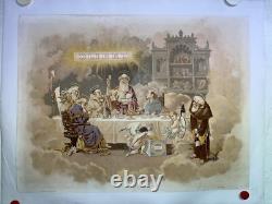 Rare affiche ancienne Biscuits olibet Anges Apotres Debut 1900 Entoilée