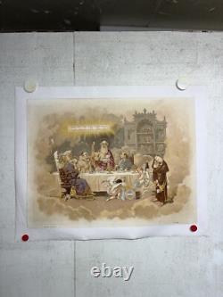 Rare affiche ancienne Biscuits olibet Anges Apotres Debut 1900 Entoilée