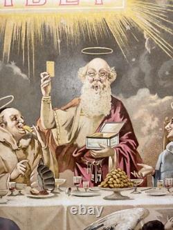 Rare affiche ancienne Biscuits olibet Anges Apotres Debut 1900 Entoilée