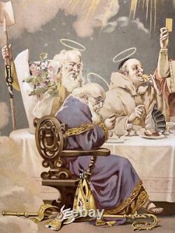 Rare affiche ancienne Biscuits olibet Anges Apotres Debut 1900 Entoilée