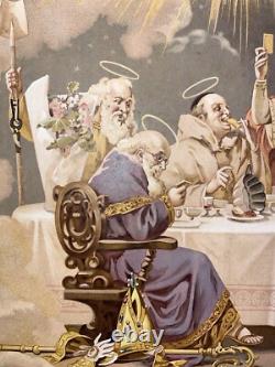 Rare affiche ancienne Biscuits olibet Anges Apotres Debut 1900 Entoilée
