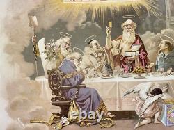 Rare affiche ancienne Biscuits olibet Anges Apotres Debut 1900 Entoilée
