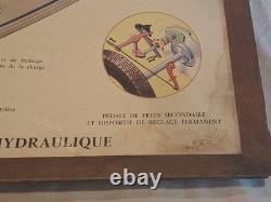 Rare affiche ancienne Cadre D'origine Citroën DS Shema Servo Frein Hydraulique