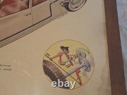 Rare affiche ancienne Cadre D'origine Citroën DS Shema Servo Frein Hydraulique