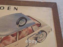 Rare affiche ancienne Cadre D'origine Citroën DS Shema Servo Frein Hydraulique